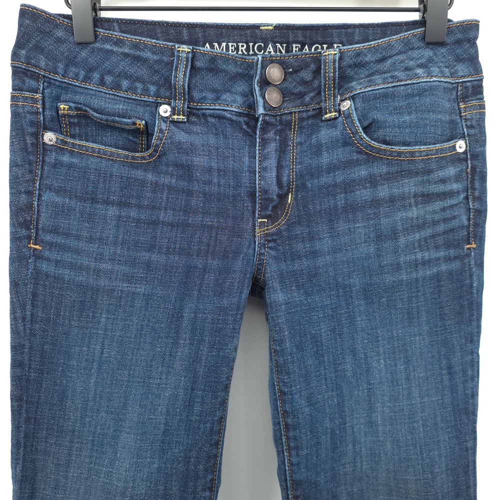 American Eagle Artist Crop Womens Jeans 4 Dark Blue Stretch Denim Casual - Picture 2 of 9